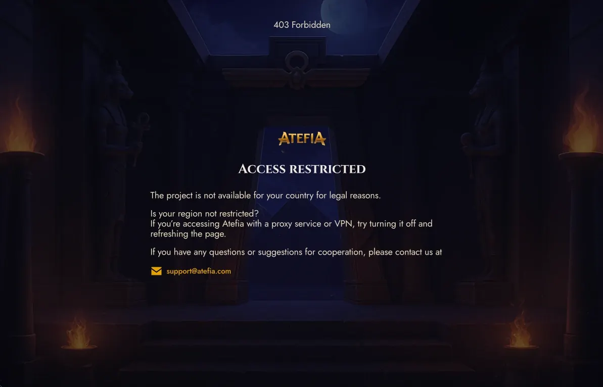 Atefia, 10.10.2026: „The project is not available for your country for legal reasons”.